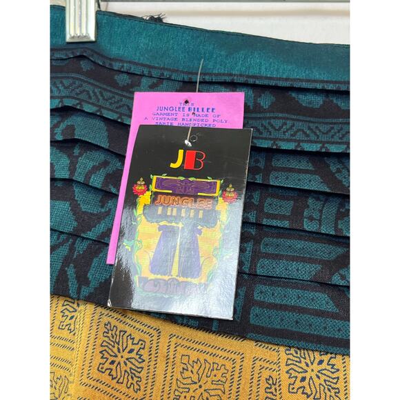 NWT Junglee Billee Women’s Gold Green Tribal Print Kulot Pants Wide Leg Boho - Picture 4 of 9